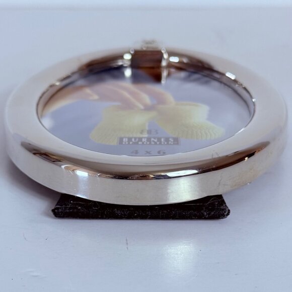 Burnes Of Boston Picture Frame Oval Sleek Silver Plated Photo 4" X 6" Bunny Baby - Picture 12 of 14